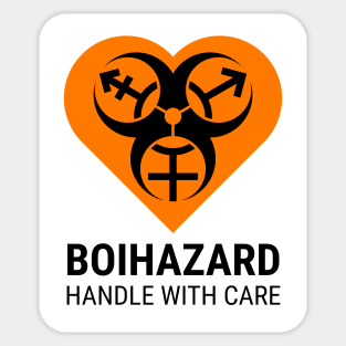 "BOI HAZARD/handle with care" Heart - Label Style - Orange Sticker